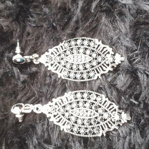 Nicole Elegant Silver and Black Dangle Earrings